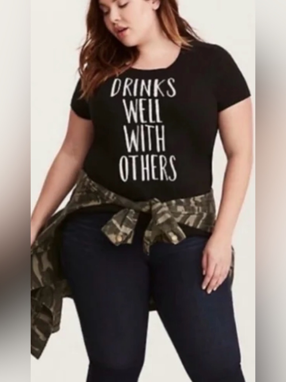 torrid Black Graphic Tee with White Script 2X 18/20